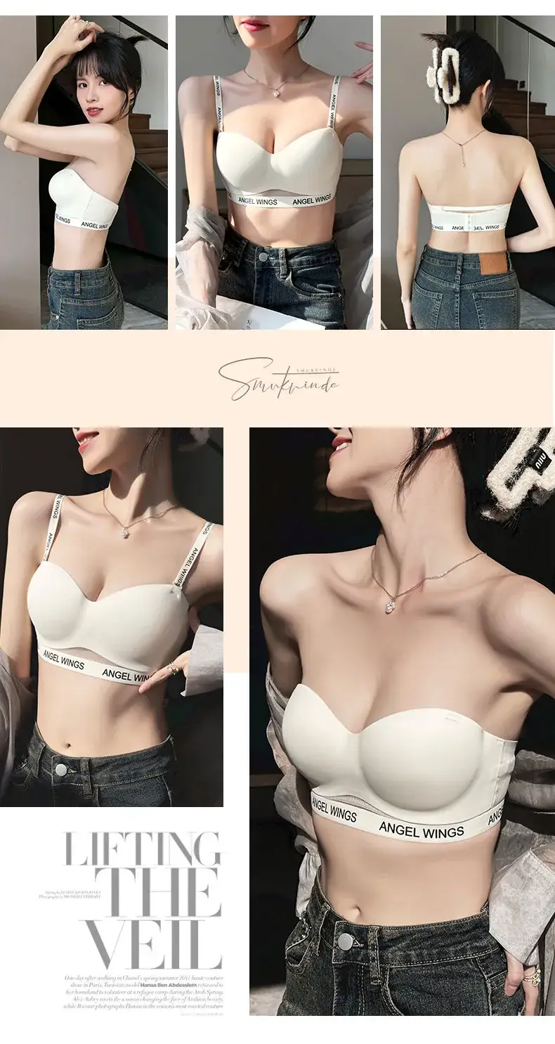 Angel Wings Letter Belt Bra White Non Slip — feature 17