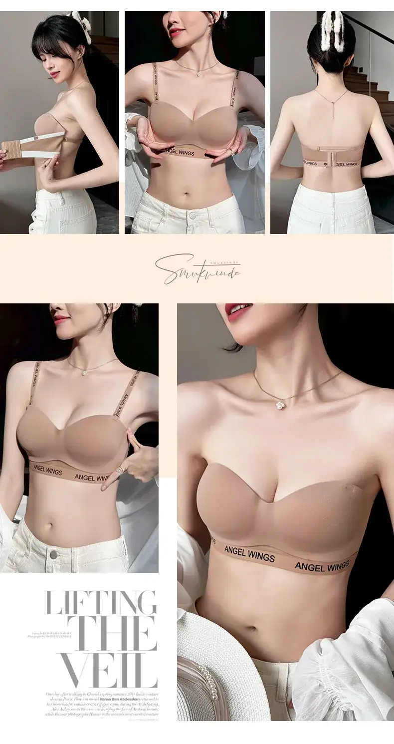 Angel Wings Letter Belt Bra White Non Slip — feature 19