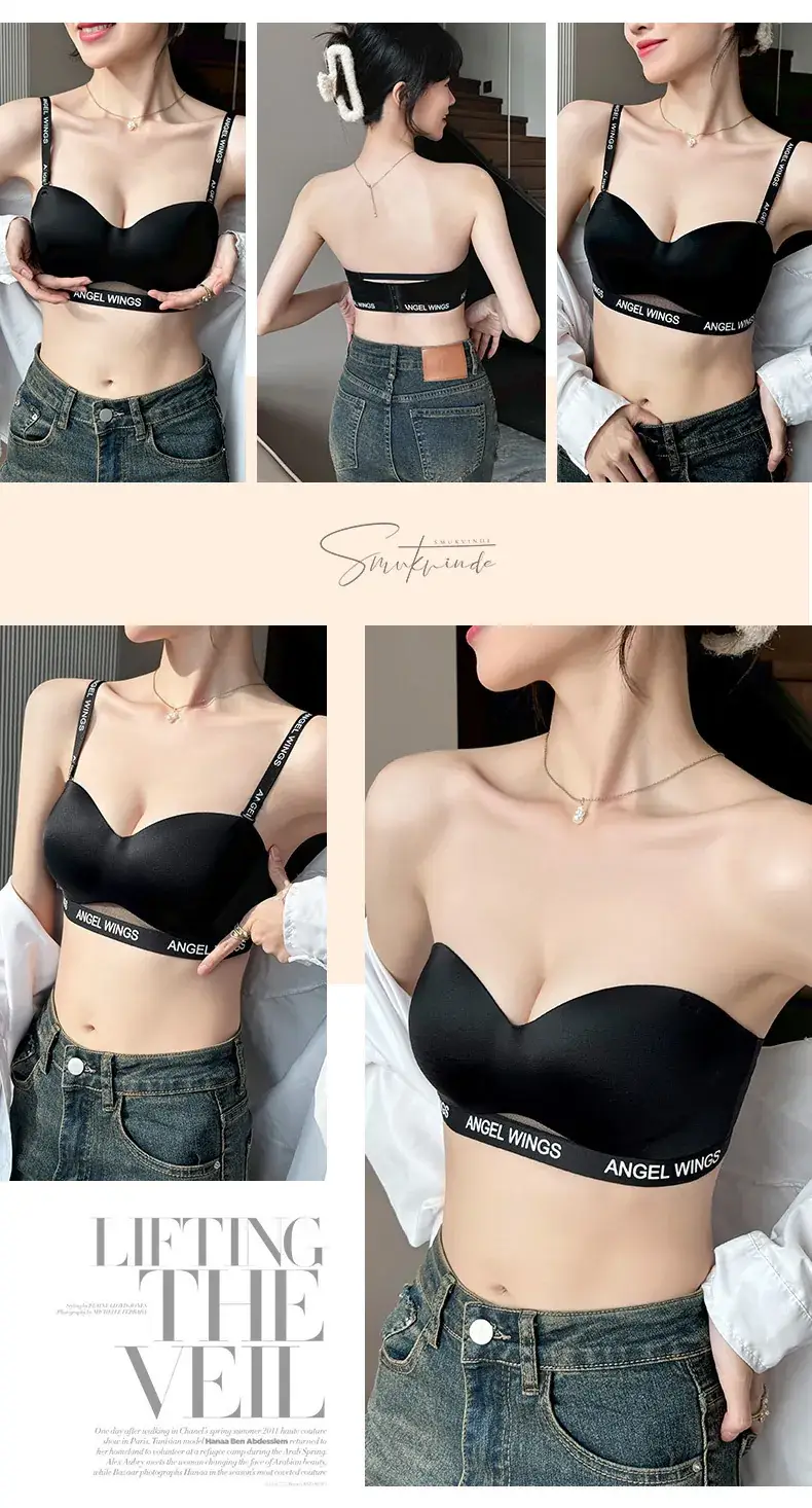 Angel Wings Letter Belt Bra White Non Slip — feature 21