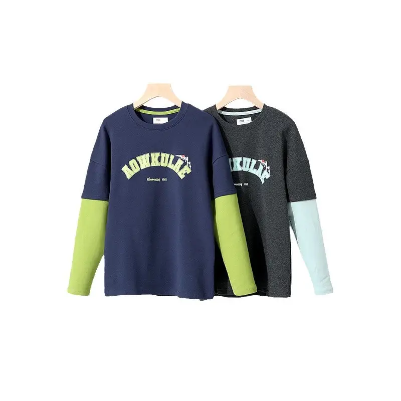 Kids Warm Long Sleeve T-Shirt Navy Green Black Light Blue - Image 7