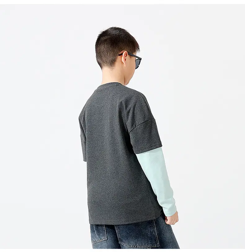 Kids Warm Long Sleeve T-Shirt Navy Green Black Light Blue — feature 13
