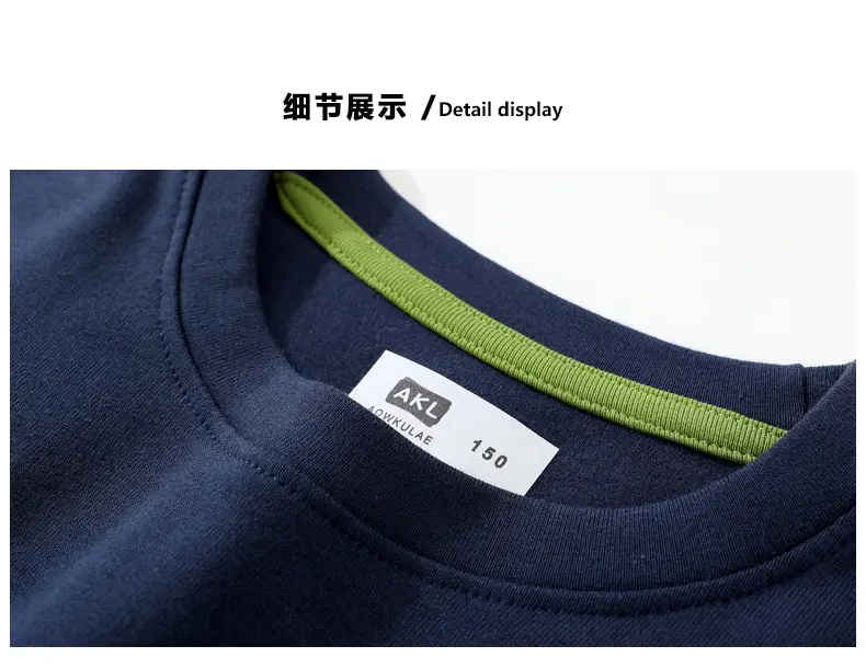 Kids Warm Long Sleeve T-Shirt Navy Green Black Light Blue — feature 14