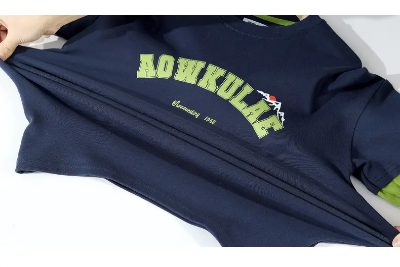 Kids Warm Long Sleeve T-Shirt Navy Green Black Light Blue — feature 4