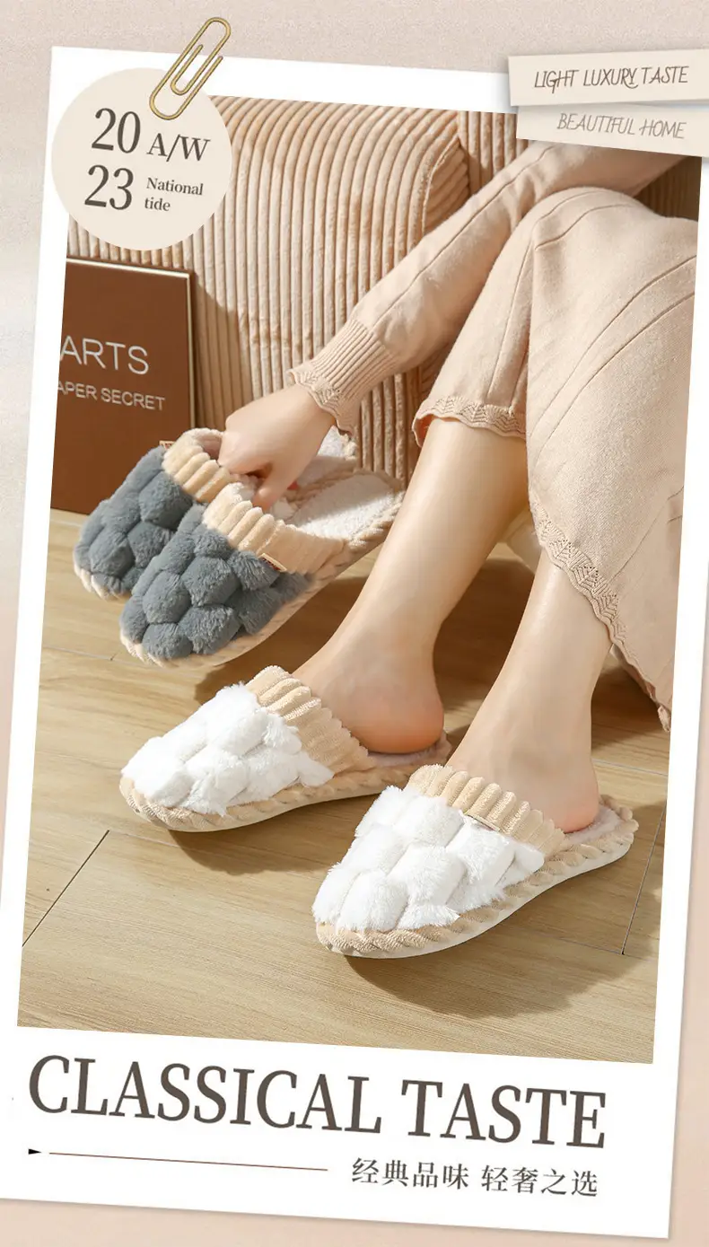 Warm Cotton Slippers for Women, Autumn and Winter Non-Slip Indoor Home Plush Soft-Soled Couple Cotton Slippers for Men, Thickened and Warm — feature 1