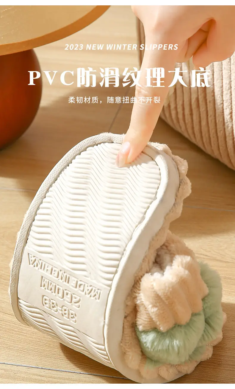 Warm Cotton Slippers for Women, Autumn and Winter Non-Slip Indoor Home Plush Soft-Soled Couple Cotton Slippers for Men, Thickened and Warm — feature 6