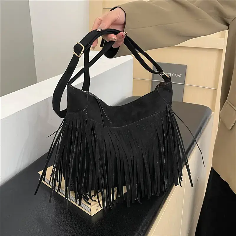 Women's Tan Fringe Shoulder Bag Winter New Style - Image 6