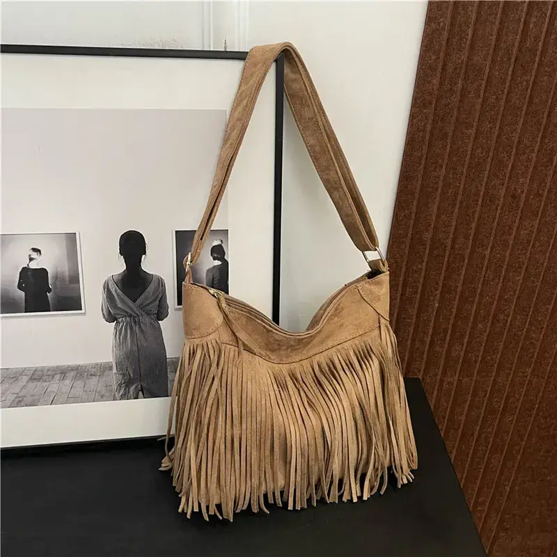 Women's Tan Fringe Shoulder Bag Winter New Style - Image 8