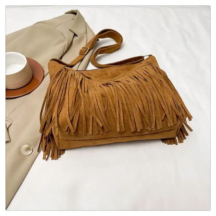Women's Tan Fringe Shoulder Bag Winter New Style — feature 10