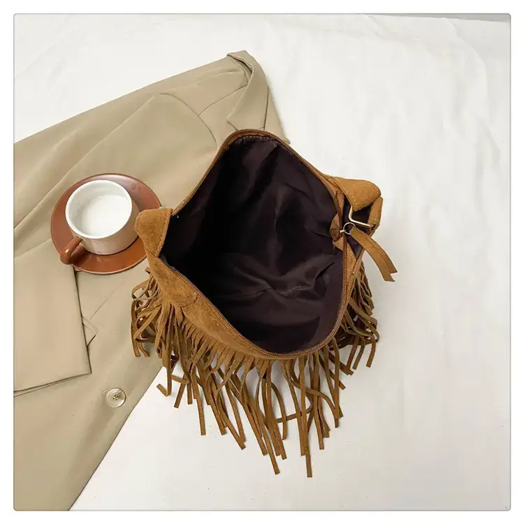 Women's Tan Fringe Shoulder Bag Winter New Style — feature 12