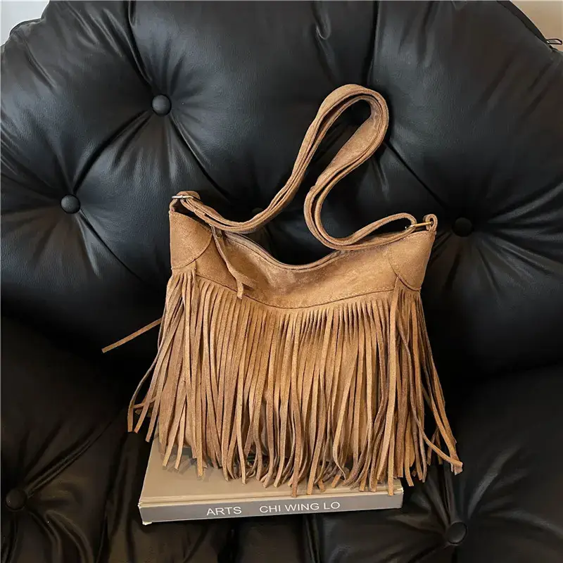 Women's Tan Fringe Shoulder Bag Winter New Style — feature 13