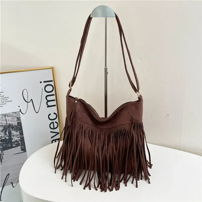 Women's Tan Fringe Shoulder Bag Winter New Style — feature 17
