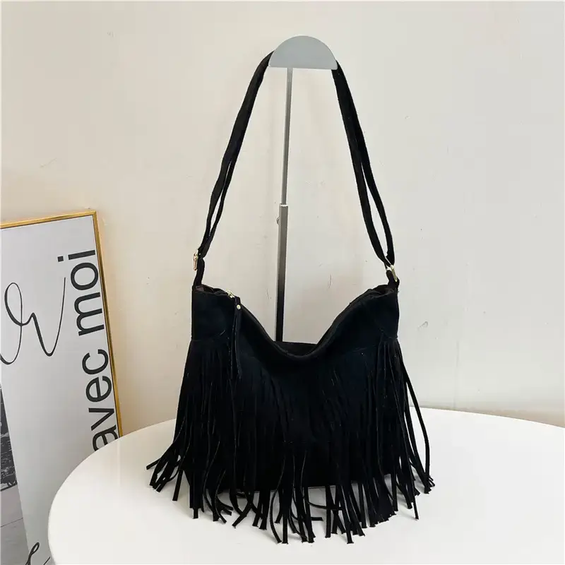 Women's Tan Fringe Shoulder Bag Winter New Style — feature 18