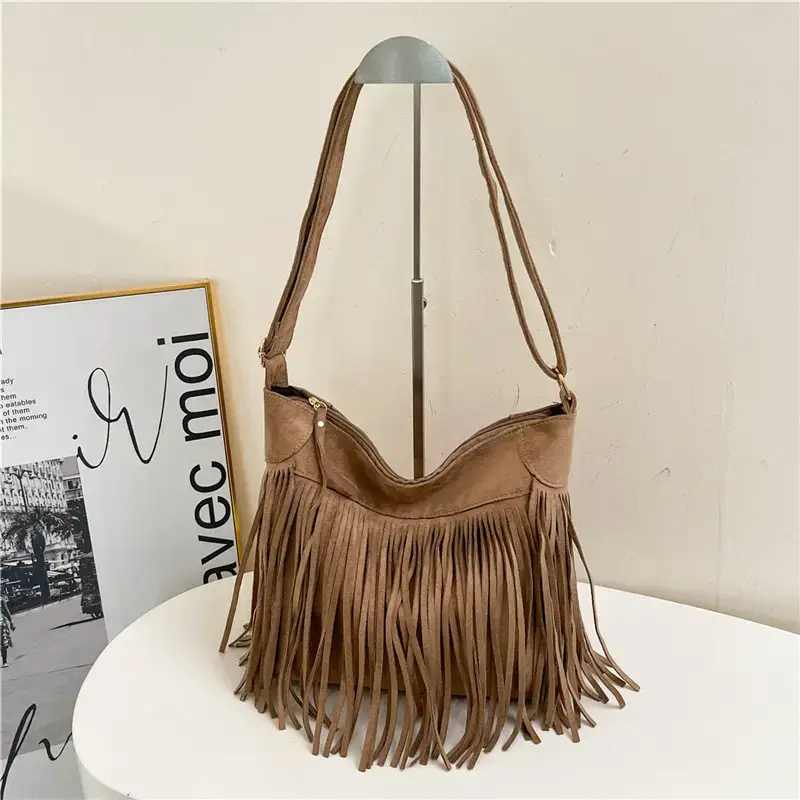 Women's Tan Fringe Shoulder Bag Winter New Style — feature 19