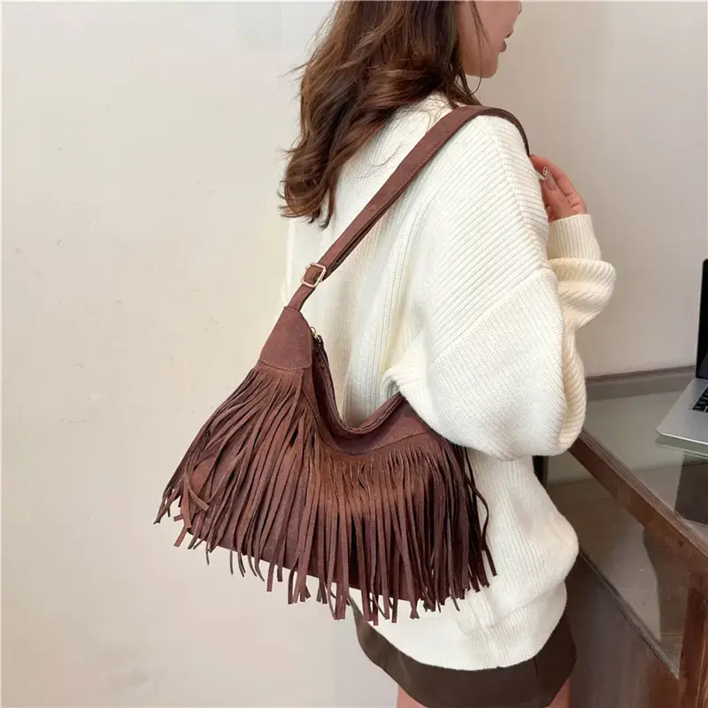 Women's Tan Fringe Shoulder Bag Winter New Style — feature 2