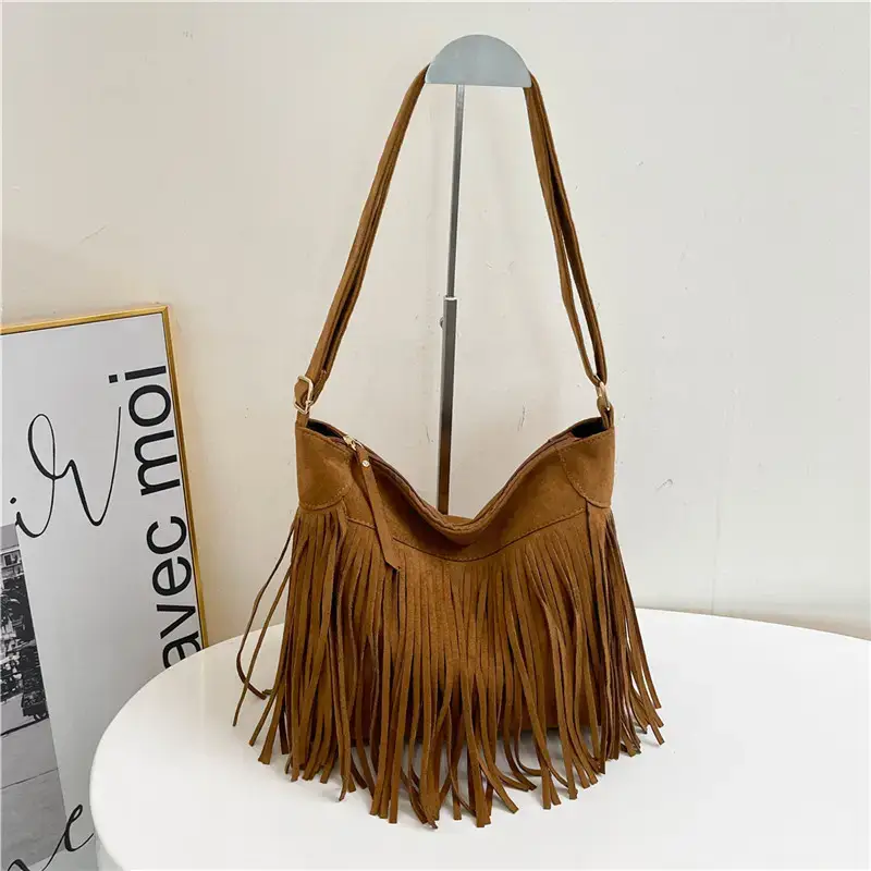 Women's Tan Fringe Shoulder Bag Winter New Style — feature 20