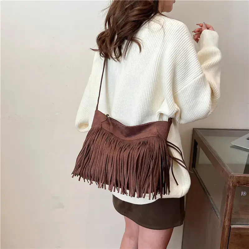 Women's Tan Fringe Shoulder Bag Winter New Style — feature 22