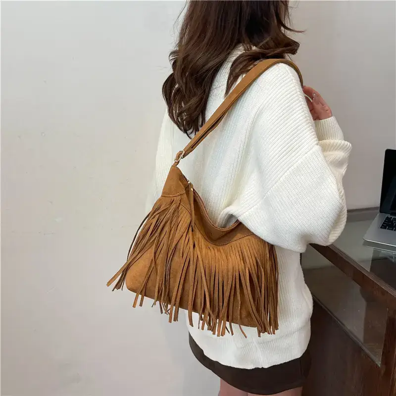Women's Tan Fringe Shoulder Bag Winter New Style — feature 23