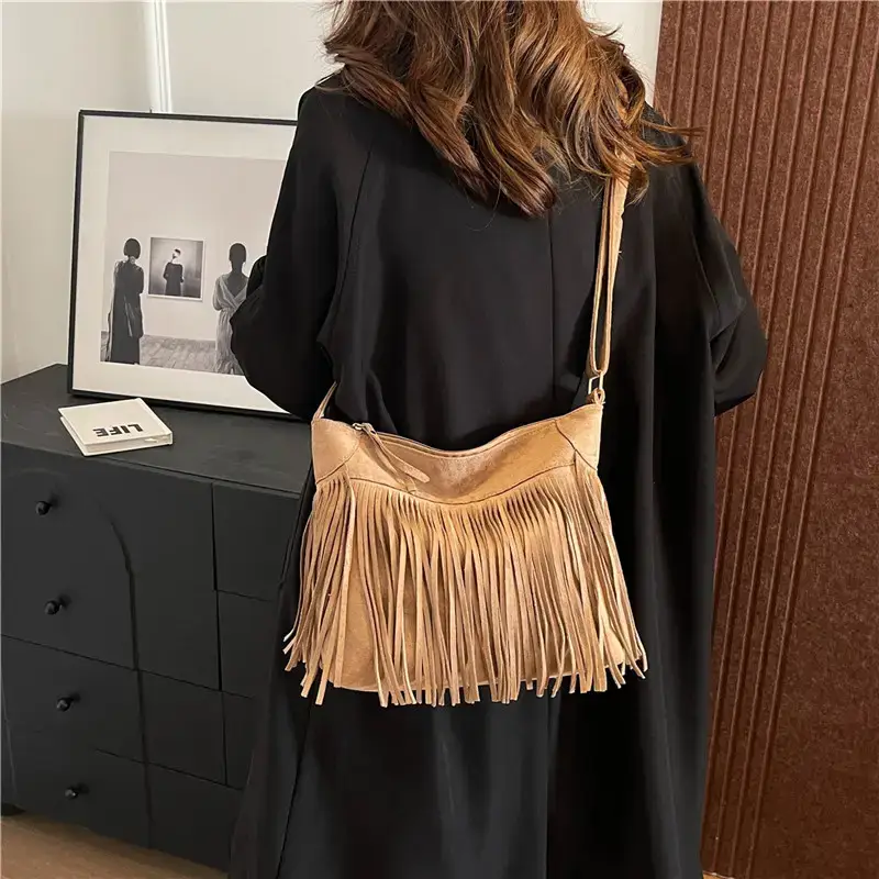 Women's Tan Fringe Shoulder Bag Winter New Style — feature 28