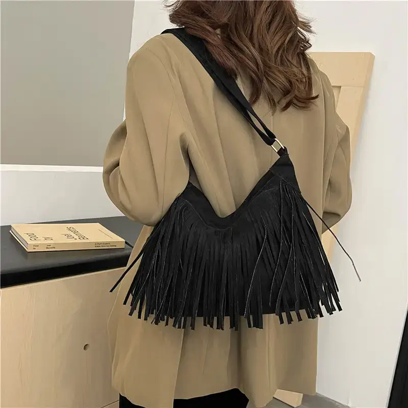 Women's Tan Fringe Shoulder Bag Winter New Style — feature 31