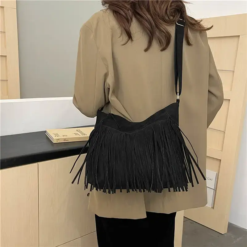 Women's Tan Fringe Shoulder Bag Winter New Style — feature 32