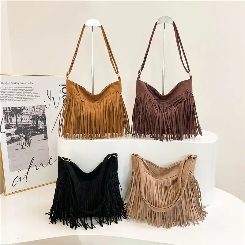 Women's Tan Fringe Shoulder Bag Winter New Style — feature 4