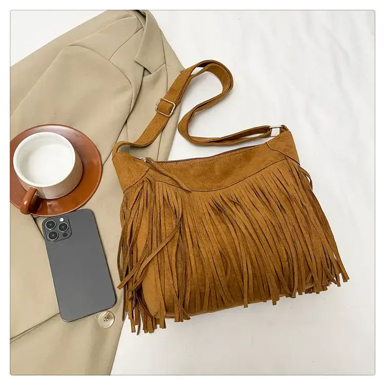 Women's Tan Fringe Shoulder Bag Winter New Style — feature 5