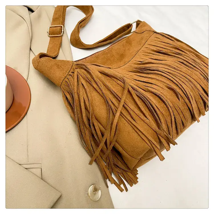 Women's Tan Fringe Shoulder Bag Winter New Style — feature 8