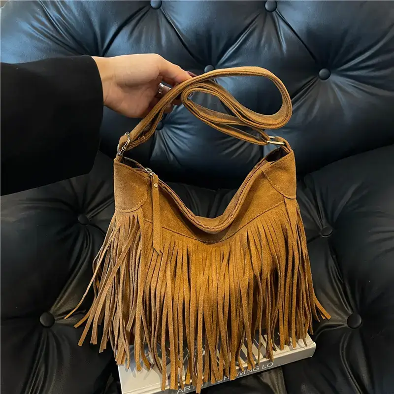 Women's Tan Fringe Shoulder Bag Winter New Style - Image 3