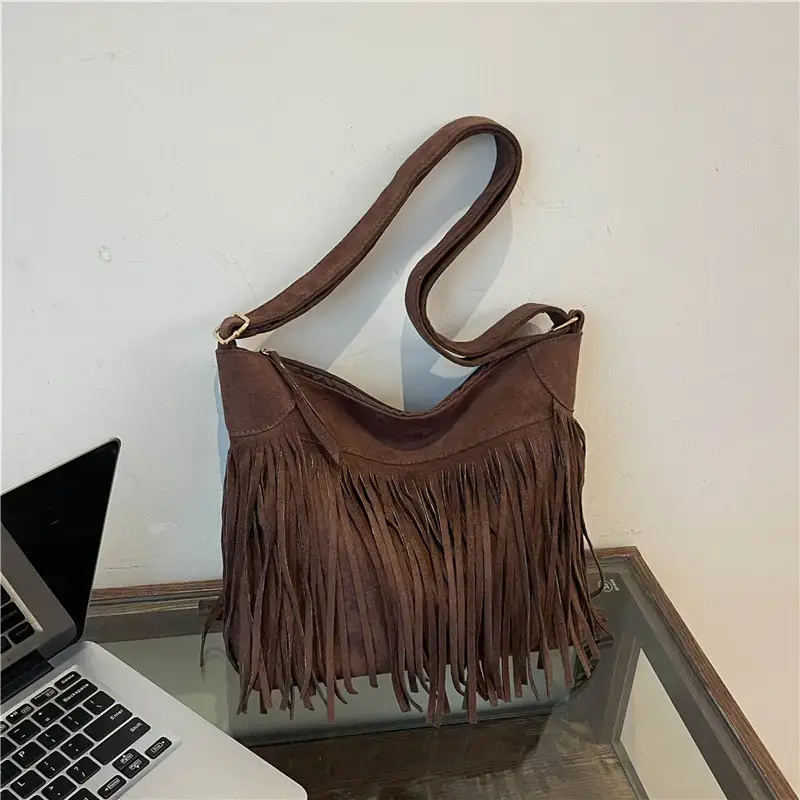 Women's Tan Fringe Shoulder Bag Winter New Style - Image 4
