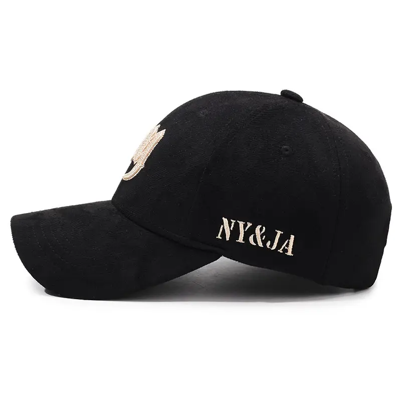 Black Embroidered Baseball Cap for Women Men NYJA