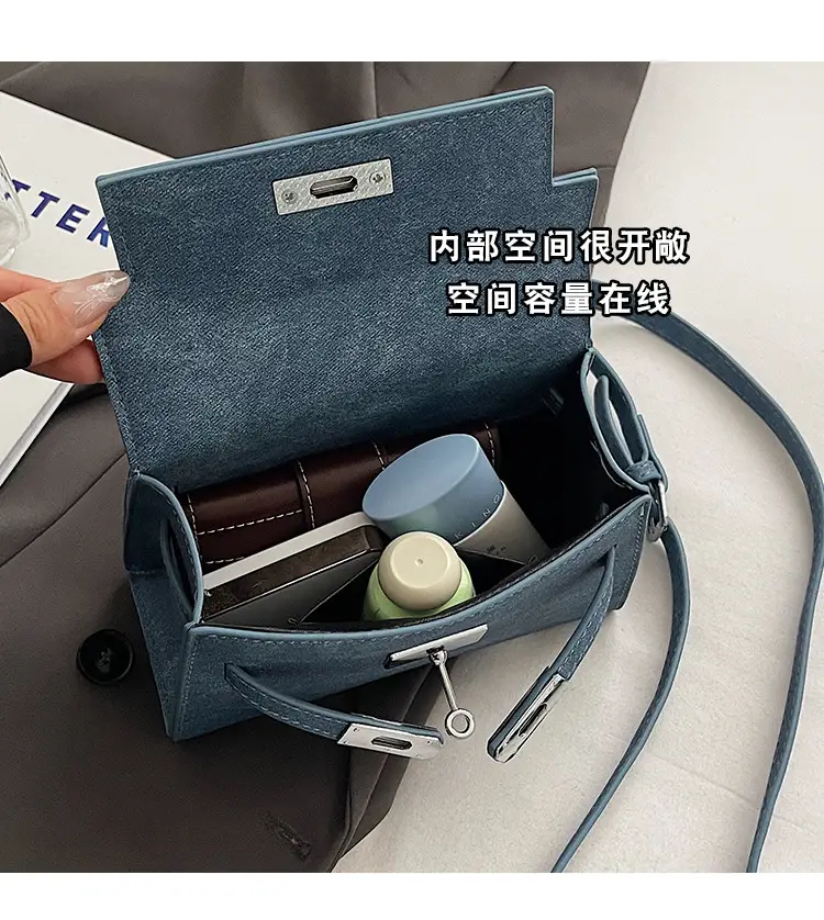 Women's Blue Leather Shoulder Bag 2025 Winter Trendy — feature 11