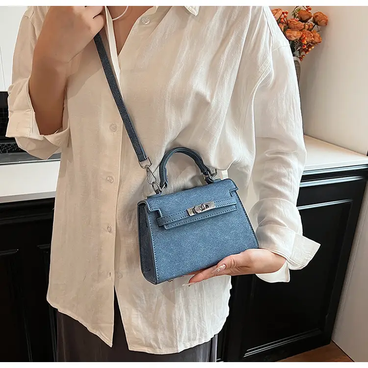 Women's Blue Leather Shoulder Bag 2025 Winter Trendy — feature 21