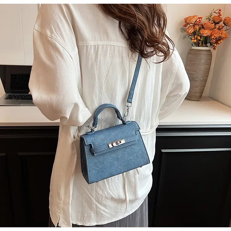 Women's Blue Leather Shoulder Bag 2025 Winter Trendy — feature 22