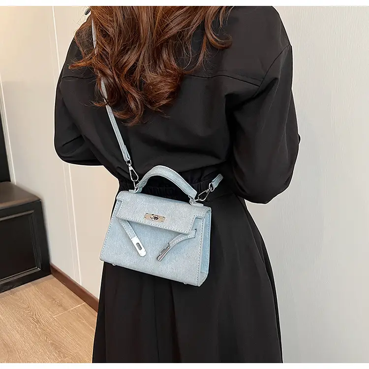 Women's Blue Leather Shoulder Bag 2025 Winter Trendy — feature 30