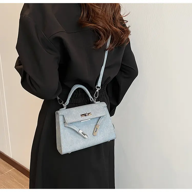 Women's Blue Leather Shoulder Bag 2025 Winter Trendy — feature 31