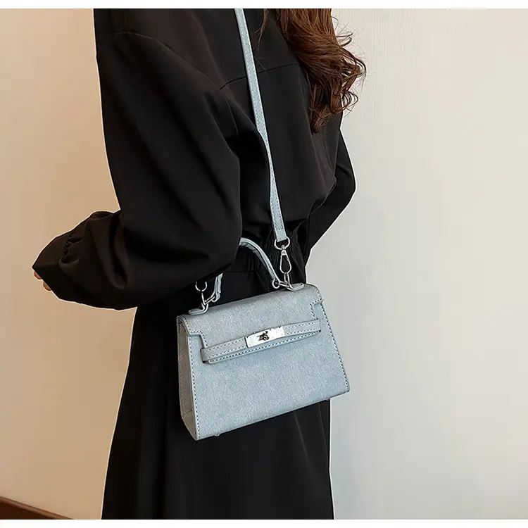 Women's Blue Leather Shoulder Bag 2025 Winter Trendy — feature 32