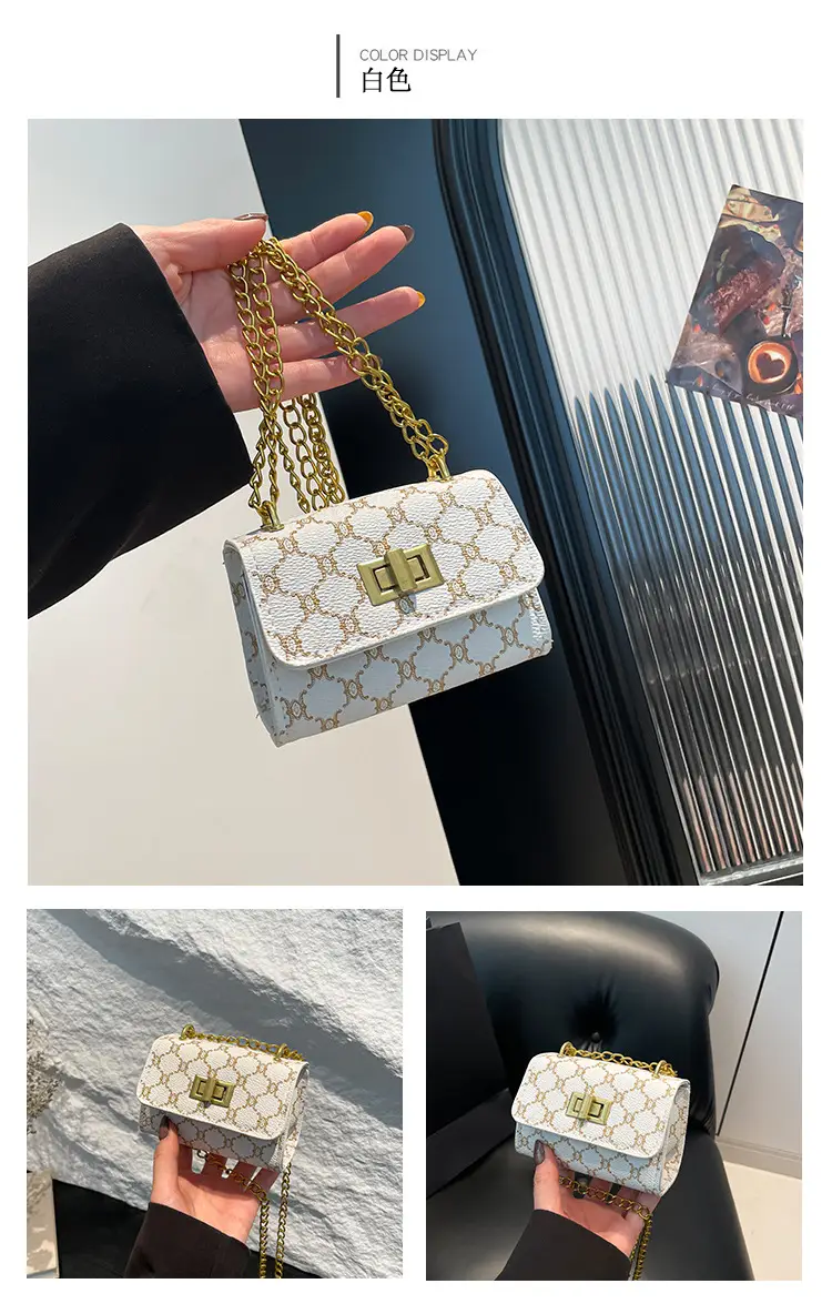 Women's Black Gold Chain Shoulder Bag Small Square Casual Fashion — feature 18