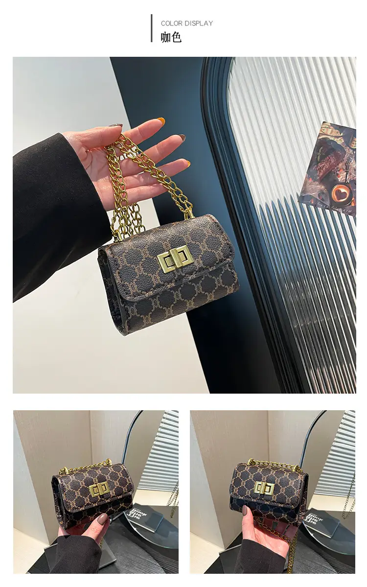 Women's Black Gold Chain Shoulder Bag Small Square Casual Fashion — feature 20