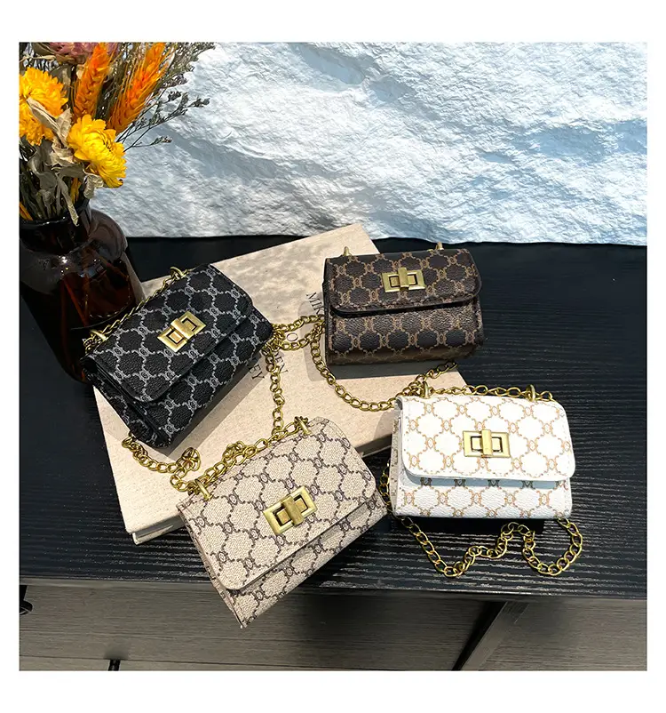 Women's Black Gold Chain Shoulder Bag Small Square Casual Fashion — feature 21