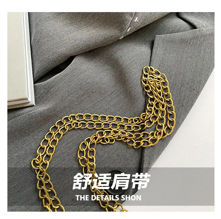 Women's Black Gold Chain Shoulder Bag Small Square Casual Fashion — feature 4
