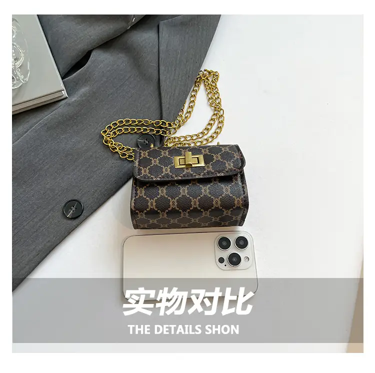 Women's Black Gold Chain Shoulder Bag Small Square Casual Fashion — feature 6