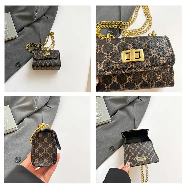 Women's Black Gold Chain Shoulder Bag Small Square Casual Fashion — feature 8