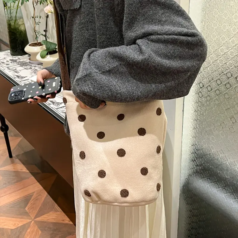 Women's Polka Dot Shoulder Bag Winter Commute Large - Image 2