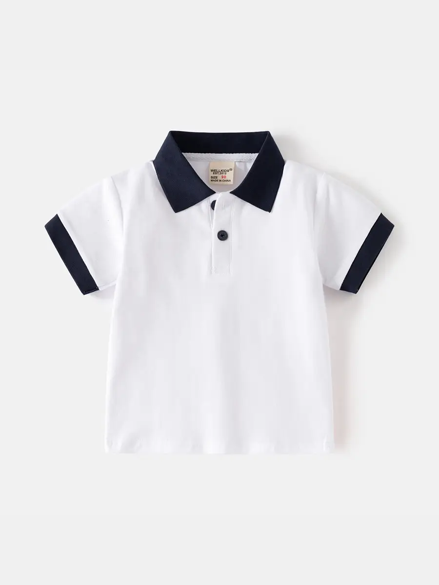 Kids Boys Polo Shirts Summer Light Blue White Pink Navy