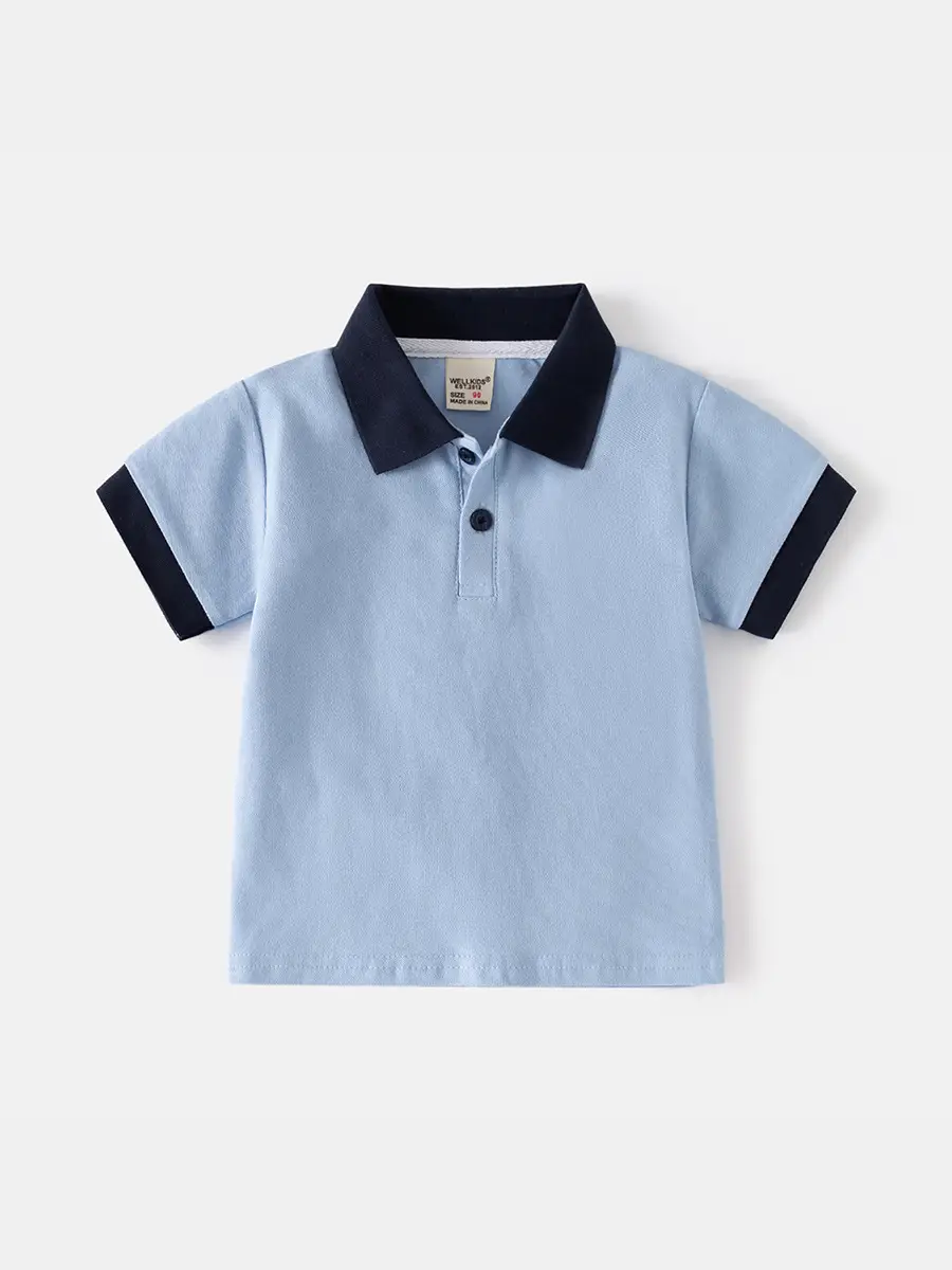 Kids Boys Polo Shirts Summer Light Blue White Pink Navy