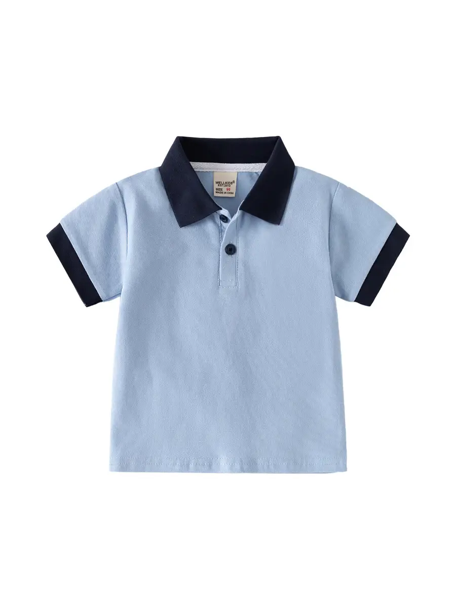 Kids Boys Polo Shirts Summer Light Blue White Pink Navy