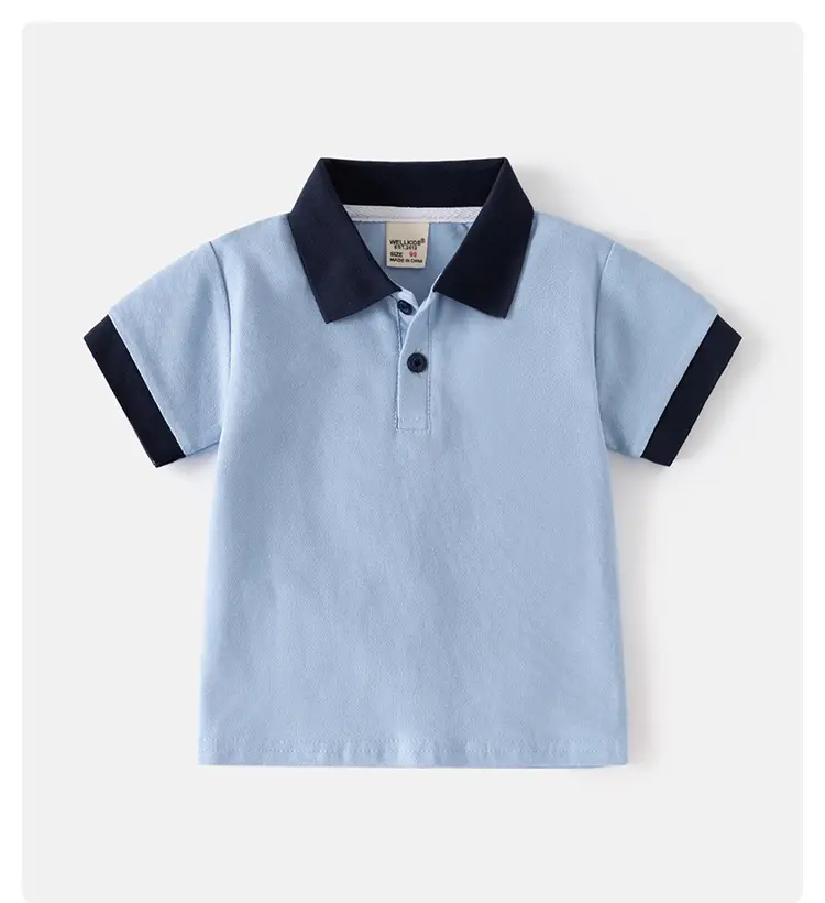 Kids Boys Polo Shirts Summer Light Blue White Pink Navy — feature 1