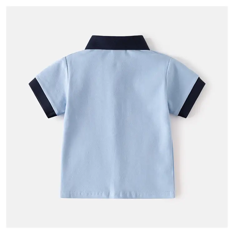 Kids Boys Polo Shirts Summer Light Blue White Pink Navy — feature 10