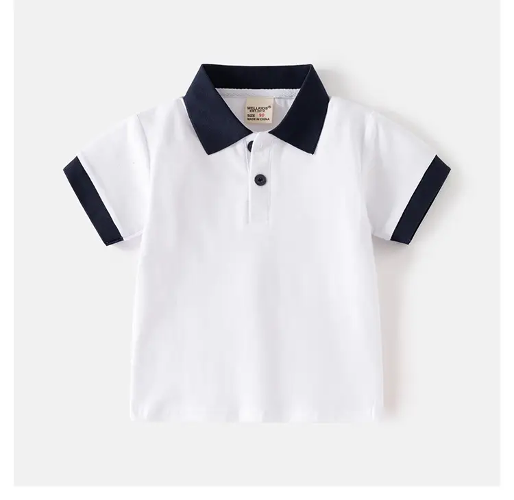 Kids Boys Polo Shirts Summer Light Blue White Pink Navy — feature 11