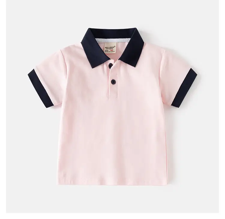 Kids Boys Polo Shirts Summer Light Blue White Pink Navy — feature 15